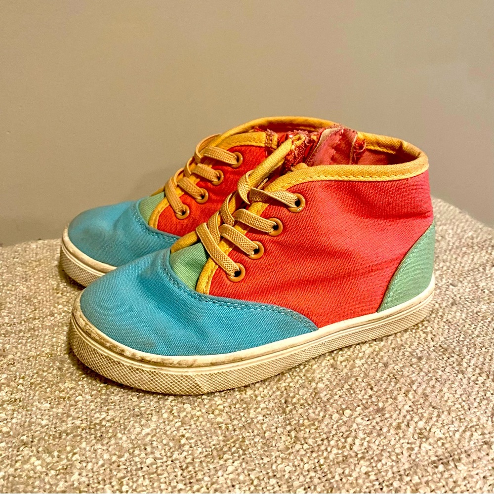 Colorblock Oomphies High top Toddler Shoes s10 Pink Blue Green Pastel Easy On